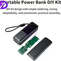 High-Power PD 100W Fast Charging with Built-in Cable Power Bank DIY Kit 4-Cell 21700 Battery Case Gray Power Bank Housing