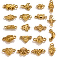20PCS Edelstahl Herz Mond Blume Doppel Loch Charms Stecker für Schmuck Ohrringe Armband Halskette Herstellung Anhänger Teile