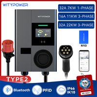 Ładowarka do samochodów elektrycznych WityPower z wejściem CEE, stacja ładowania EV 7kW 11kW 22kW, Wallbox, sterowanie za pomocą aplikacji, terminal ładowania RFID.