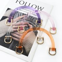 1/2/4Sets Acrylic D Shape Bag Handle with Two Metal Buckle Transparent Resin Wristband Handbag Decor Ring Frame Bags Part