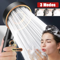 Multi-function High Pressure Shower Head 3 Modes Adjustable Water Saving Showerhead One-Key Stop Water Bathroom Handheld Shower