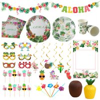 Hawaii Party Decorations Flamingo Hawaiian Luau banner Summer Tropical Disposable Tableware Aloha Birthday Party Decoration