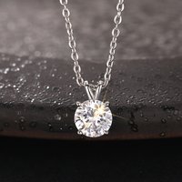 Huitan Simple Style Round Women Pendant Necklace Versatile Silver Color Party Daily Low-key Accessories Stylish Jewelry with CZ