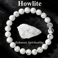 White Howlite Beaded Bracelet Natural Stone 6 8 10mm Charm for Anxiety Stress Relief Bracelets Healing Vitality Reiki Jewelry