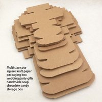 Quadratische Kraft-Verpackungsbox in verschiedenen Größen, Zubehör für Hochzeitsfeiern, handgemachte Seife, Schokolade, Süßigkeiten-Geschenkbox, süß, 50 Stück
