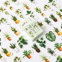 45 Pieces Per Pack Green Potted Plant Stickers Fresh Natural Style Scrapbook Decoration Materials Photo Album Diy Stickers
