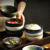 Short Ceramic Rice Bowls Beautiful Colors Tableware Table Decoration Korean Noodles Ramen Soup Bowl Porcelain Dishes to Eat