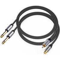 RCA to 1/4 Inch Audio Cable Gold Plated Copper 6.35mm TS Mono Male to RCA Jack Patch Cord for TV CD Amplifier Speaker Guitar