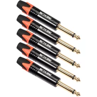 1PC Mono 6.35MM Jack 6.3MM Male Plug Connector Aluminum Tube Plated 1/4 Inch Microphone Plug Audio Cable Connector