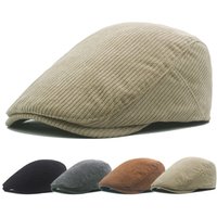 Trendige Einfarbige Cord-Baskenmütze Große Größe Verstellbare Newsboy-Mütze Vintage-Stil Ivy-Kappe Herbst Winter