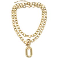 YHTOT Fashion Exaggerated Multi-layer Geometric Metal Buckle Necklace Copper Alloy Thick Chain Necklace Women's Jewelry