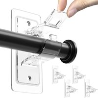 2/4Pcs Selfadhesive Curtain Hooks Set Punch-free Curtain Rod Clip Hook Shower Multipurpose Curtain Rod Hanging Holder Fixed Clip