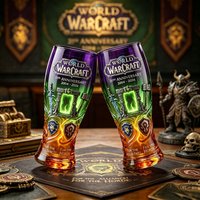 World of Warcraft 22nd Anniversary Glass Cup 2004-2026 Alliance & Horde Collectible Beer Mug for Fans