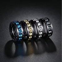 2026 Punk Gear Rotating Anxiety Fidget Ring Stainless Steel Chain Spinner Rings For Men Rock Biker Anti Stress Fashion Jewelry