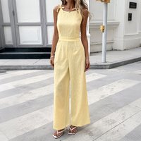 2026 new style, elegant sleeveless bow-stringed jacquard one-piece pants, suitable for both work and leisure activities