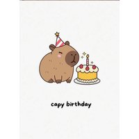 1pc Capybara Birthday Card, High-Quality Paper With Envelope– Funny Pun Greeting Card For Animal Lovers – Cute Bday Card For Him