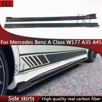 For Mercedes Benz A Class W177 A35 A45 Carbon fiber side skirts car side bumper spoilers wing-shaped skirts side panels