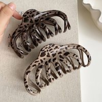 1PC European & American Style Brown Leopard HairClaw Clips for Women Girls Retro Hair Accessories Headwear