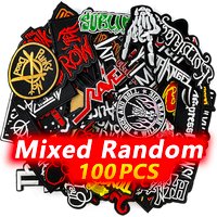 100Pcs Random Mix Band Iron on Patches for Clothing Decoration Embroidery Decorative Applique Supplies Patch Cloth Fabric Rock