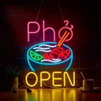 Pho Open Neon Sign LED Neon Light Sign USB Dimmable for Game Room Bedroom Bar Livingroom Birthday Party Wall Decor Gift