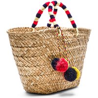 Summer Handmade Colorful Ball Wicker Woven Women Handbags Casual Large Rattan Basket Bags Beach Straw Bag Big Bucket Tote Purses