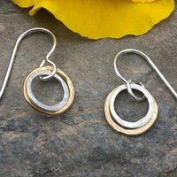 Bohemian Style Hammered Two Colors simple Design Hollow Circle Dangle Earrings for Women's Fashion Vacation Jewelry Accessories