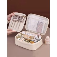 New PU leather makeup bag with large capacity, portable, and high-end outdoor feel, layered and multi-layer waterproof makeup ca