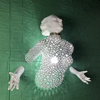 Internet Celebrity Bar Club Restaurant Wall Decoration,Retro Beauty Figure Iron Model, Wall Decoration, Luminous, Customizable