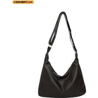 HOMEFISH Leather Commuter Vintage Casual Tote Bag Maillard Stylish Crossbody Bags for Women Texture Large Capacity Temperament