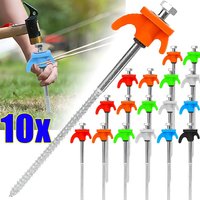 10/2Pcs Screw Anchor Tent Stakes 20CM Carbon Steel Tent Pegs Spike Hook Camping Tent Nail Spiral Type Canopy Stakes for Outdoor