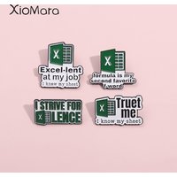 I Strive For Lence Enamel Pins Excel-Lent At My Job I Know My Sheet Brooches Lapel Badges Jewelry Gift For Office Workers