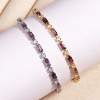 Purple Zircons Fashion CZ Charm Shiny Luxury Silver Color Crystal Tennis Bracelets for Women Party Wedding Jewelry Birthday Gift