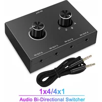2Port/4Port Audio Switch Stereo Audio Switcher Splitter 3.5mm Mini Headphone Switcher 2x1/1x2 4x1/1x4 Bi-Directional Switcher