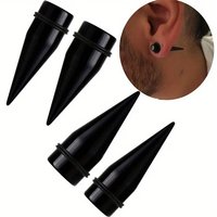 2PC Punk Black Flesh Tunnel Ear Taper Plugs Stretcher Expander Gauge Earrings 1.6-25mm Acrylic Stretching Piercing Body Jewelry