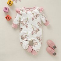 3-24 Monate Prinzessin Mädchen Frühling Herbst Stram pler rosa Langarm Overall Kleinkinder Baby Mädchen Spiel anzug Outfits Neugeborene Baby kleidung