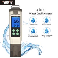 Yieryi 4 in 1 Digital PH ORP Temp H2 Meter ppm ppb Dissolved Hydrogen Water Tester for Aquarium Drinking Water Hydroponics Pool