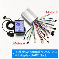 AliExpress NONE Sine Wave Dual Drive Brushless Motor Controller 25A+25A 500W+500W 36V 48V with M5 LCD Display UART No.2 for Two Motor e-bike