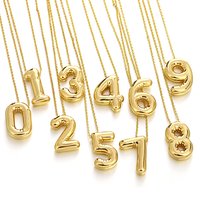 Gold Color Balloon Number Necklace Lucky Numbers 0-9 Bubble Pendant Custom Date Necklace for Family Women Men Birthday Jewelry