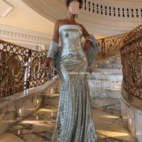 Shiny Sequins Evening Dresses New Mermaid Prom Dress robes de soirée شارون سعيد فساتين سهره Customized