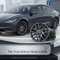 4PCS 18 Inch Hubcaps for Tesla Model 3 Highland 2024 2025 2026 Wheel Cover Performance Exterior Accessories Rim Protector Matte