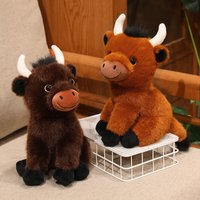 Wholesale Hot 27cm Cute Highland Cattle Plush Toy Lifelike Cattle Stuffed Animal Doll Classic Gift For Children Ranch Souvenirs
