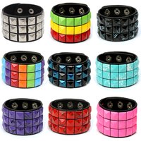 Vintage Punk Leather Bracelets For Men Women Fashion Spikes Rivet Bracelet & Bangles Unisex Multilayer Wide Wrap Jewelry Buckle