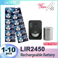 Rechargeable LIR2450 3.6V Lithium Coin Cell 2-10PCS Button Battery Replace CR2450
