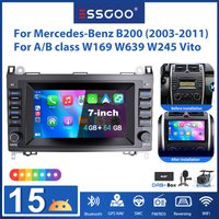 ESSGOO 7-Zoll Android 15 4+64G Autoradio für Mercedes-Benz A/B Klasse W169 W245 W639 Vito (2004-2012) B160/B170/B180/B200 Kabelloses Carplay Android Auto GPS-Navigation RDS FM WLAN Mirror Link