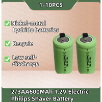 2/3 AA 600mAh 1.2V NIMH rechargeable battery pack with nickel strap, suitable for electric shavers