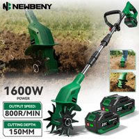NEWBENY 1600W Elektrische Bodenfräse Rasenmäher Kultivator Tragbarer Rasentrimmer Bodenwender Rasenmäher-Werkzeug für Makita 21V Akku