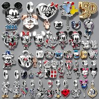 Nuevos abalorios de princesas de Disney, cuentas de plata de ley 925 que se adaptan a la pulsera original, abalorios colgantes