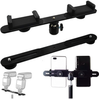 1/4'' Dual Flash Bracket Mount Holder Straight Extension Bar For Flashing Tripod DSLR Camera LED Lighting Stand