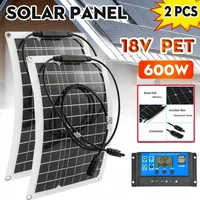 600W solar panel kit with 12V USB and 100A controller solar battery for RV, yacht, camping and mobile phone battery chargers