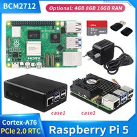 Official Raspberry Pi 5 16GB 8GB 4GB RAM BCM2712 Cortex-A76 2.4GHz LPDDR4X-4267 PCIe 2.0 RTC Optional Case Power Supply for RPi5